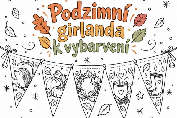 Podzimní girlanda k vybarvení